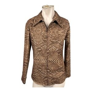 Brown XOXO Snake Print Zip Top jacket 
 (S)
